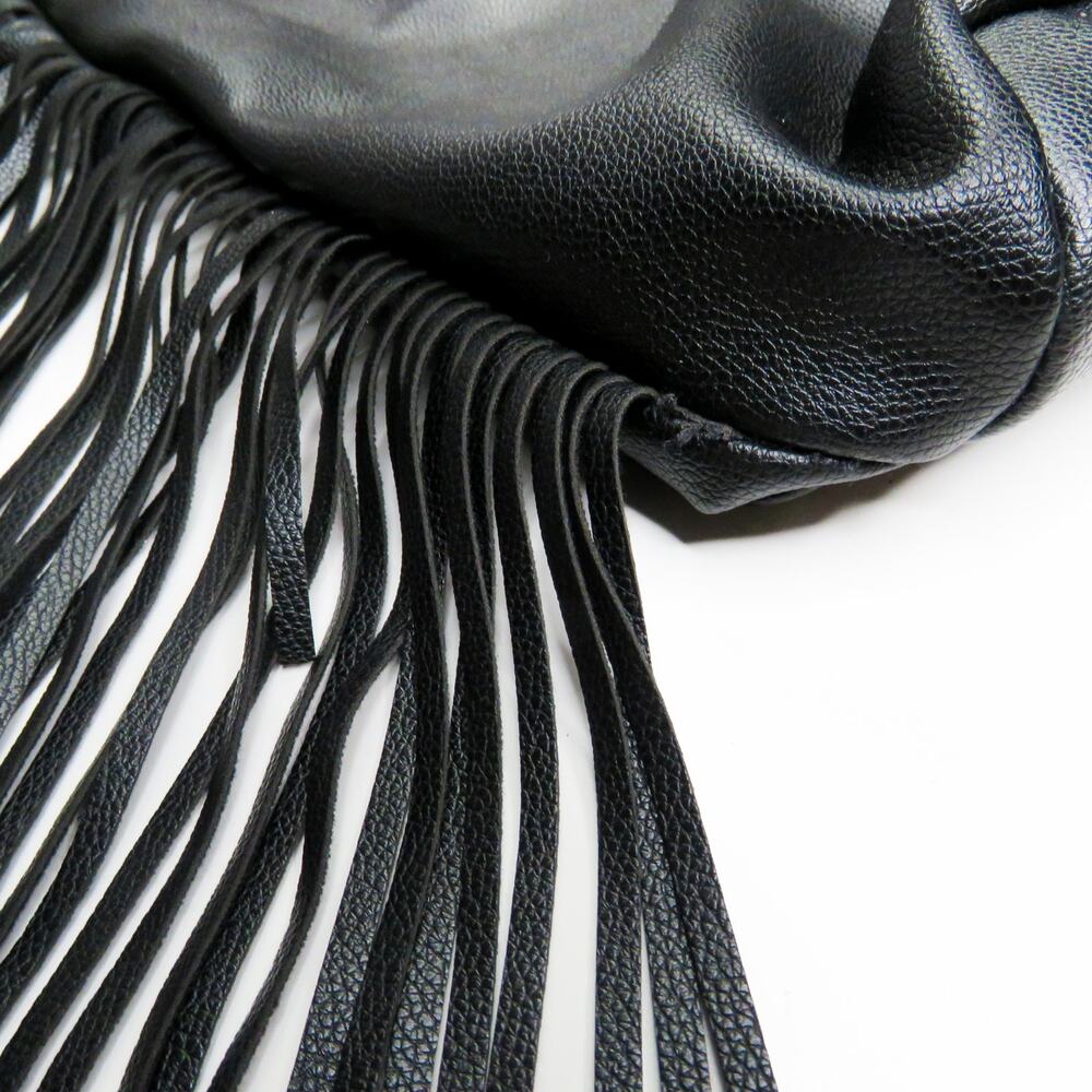 Y2k Victoria’s Secret Black Faux Leather Drawstring Tassel Backpack - Picture 9 of 12